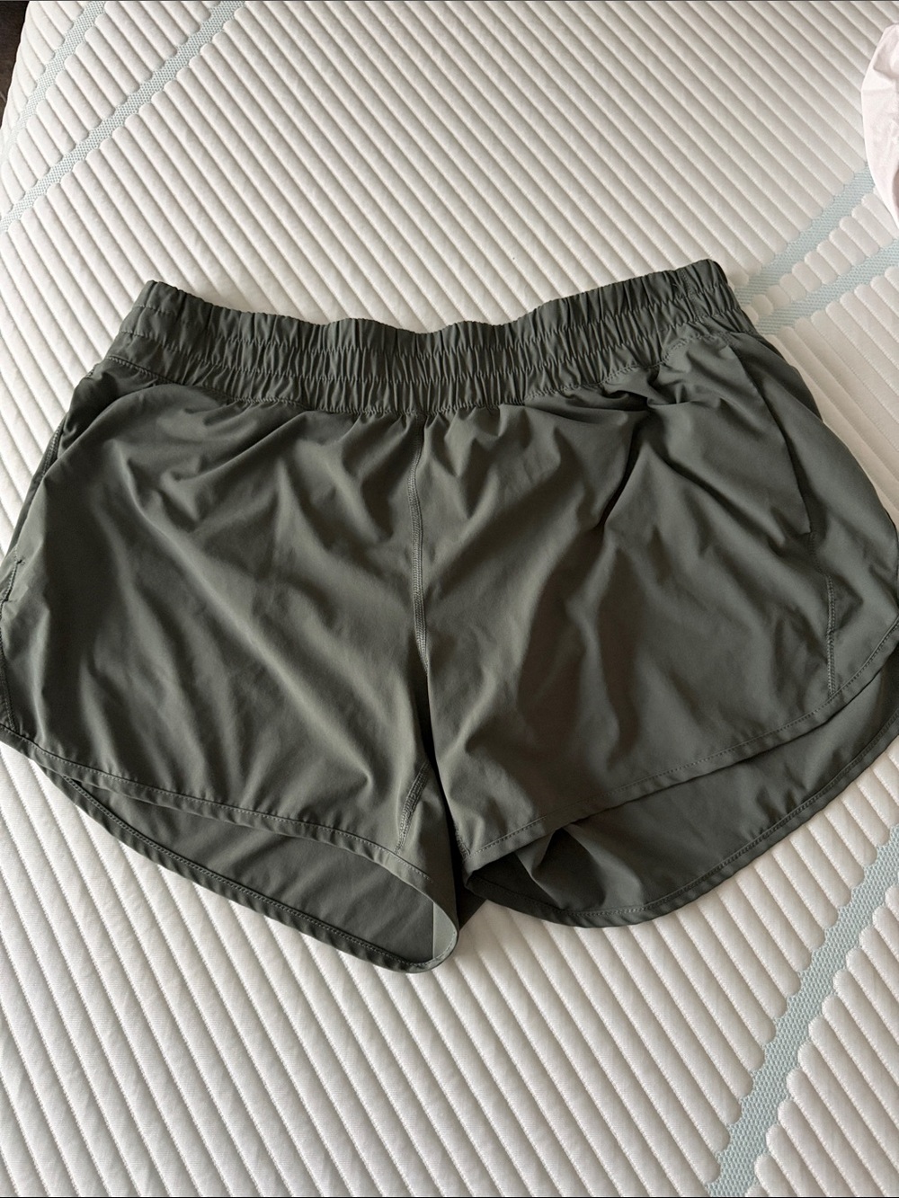 LOT OF 2 Women's Member’s Mark Olive Athletic Running Shorts with Elastic Waist